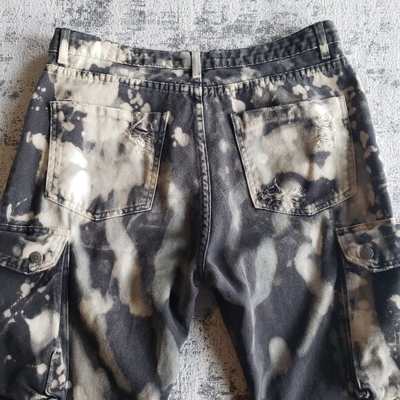 Custom hand painted Tie Dye Cargo Pocket Jeans Demobaza style~ - Picture 2 of 15